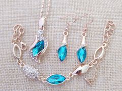 Lovrin Modrá sada šperků s kameny ve tvaru slz - dárek náhrdelník náramek náušnice - dárek