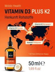 WoldoHealth® Vitamín D3+K2 50ml