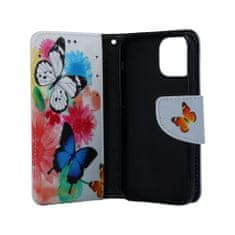 TopQ Pouzdro iPhone 13 mini knížkové Barevné s motýlky 66375