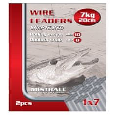 Mistrall Mistrall ocelové lanko pro lov dravců 1 x 7 (7 kg) Velikost 20cm, 2ks/bal 