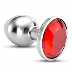 Crushious Anální šperk Crushious Bijou malý červený, kovový anální kolík 7 x 2,7 cm