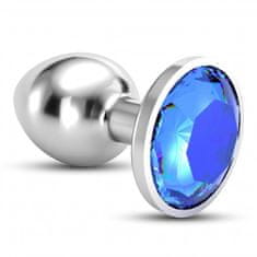 Crushious Anální šperk Crushious Bijou střední modrý, kovový anální kolík 8,2 x 3,4 cm