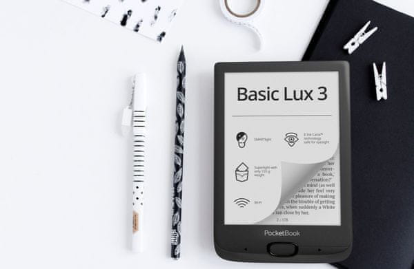 e-könyv olvasó PocketBook 617 Basic Lux 3, könnyű, kompakt, nagy memória, e-ink kijelző okos világítással nagy memória nagy kapacitású akkumulátor hosszú élettartam E-Ink kijelző alacsony súly kompakt méreteek Wi-Fi csatlakozás SMARTlight HD felbontás memóriakártya nyílás kompakt méretek