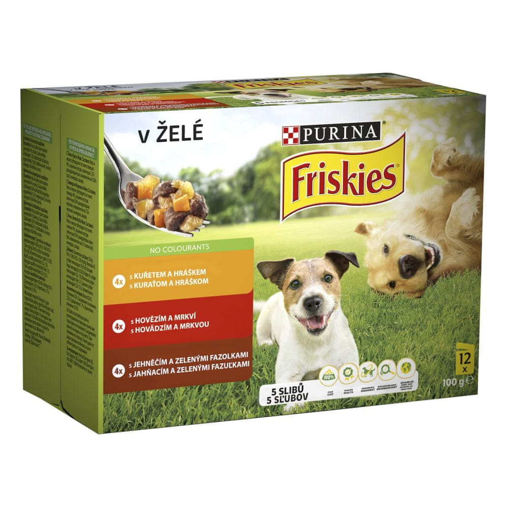 Levně Friskies Dog Adult Multipack hovězí/kuře/jehněčí v želé 72 x 100 g