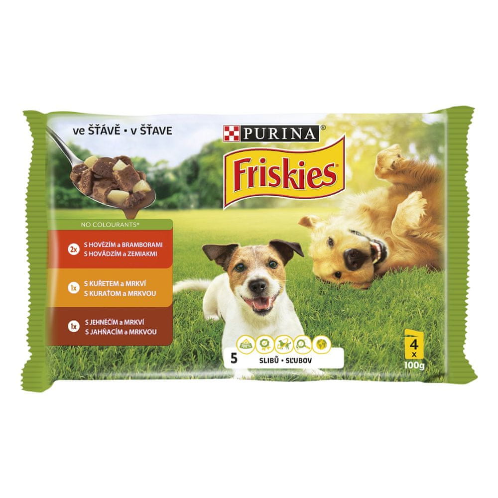 Levně Friskies Dog adult multipack hovězí/kuře/jehněčí ve šťávě 40x100 g