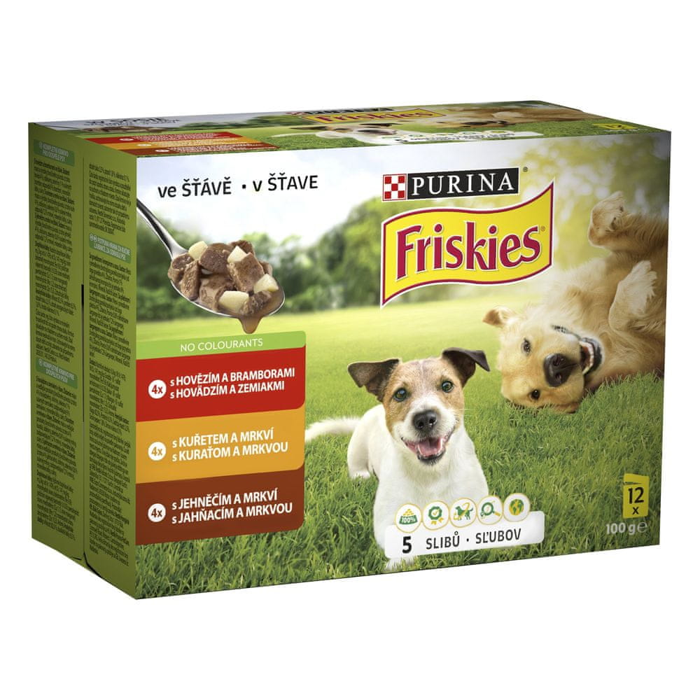 Levně Friskies Dog adult multipack hovězí/kuře/jehněčí ve šťávě 72x100 g