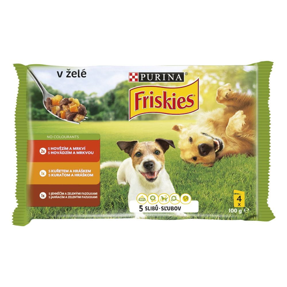Levně Friskies Dog Adult Multipack hovězí/kuře/jehněčí v želé 40 x 100 g