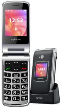 myPhone Rumba 2, stylový tlačítkový telefon véčko ikonický telefon s klapkou véčková konstrukce novodobé véčko, 2G síť Bluetooth kompaktní tlačitkový telefon pro seniory pro nenáročné VGA fotoaparát FM rádio malé rozměry otevírací telefon