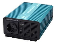 Carspa Měnič napětí P600U-24, 24V/230V+USB, 600W, čistá sinusovka