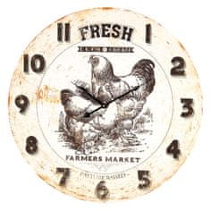 Clayre & Eef Nástěnné hodiny Fresh Eggs & Chicken, 60 cm