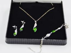 Lovrin Sada šperků smaragdově zelené slzy náhrdelník náramek náušnice