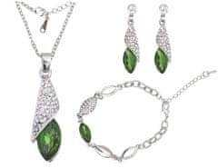 Lovrin Sada šperků se smaragdovou slzou náhrdelník náramek náušnice