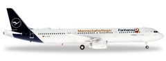 Herpa Airbus A321, společnost Lufthansa, "2018" Colors, Named "Lindau", "Fanhansa Team Plane" tittles, Německo, 1/200