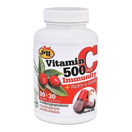 JML Vitamín C-500 mg Immunity + šípky a zinek | 90 +30 kapsli