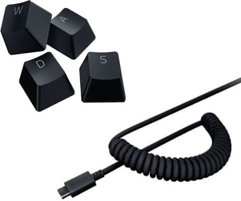 PBT Keycap + Coiled Cable Upgrade Set, Classic Black, US (RC21-01490800-R3M1) pro klávesy 120 mechanická herní bezdrátová klávesnice Razer RGB podsvícená Chroma Wi-Fi 2,4GHz Bluetooth 