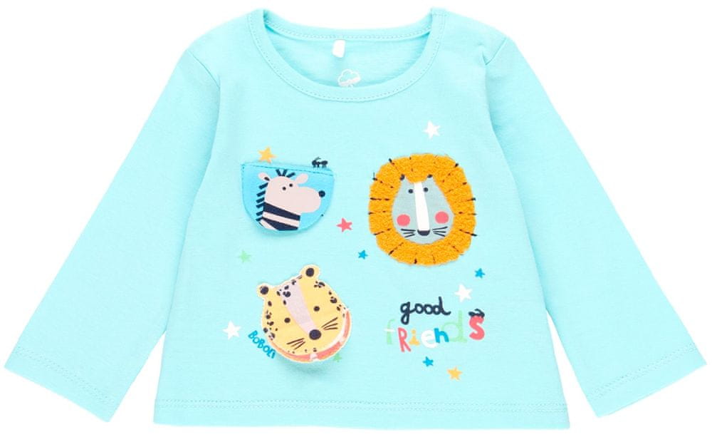 Boboli dívčí tričko z organické bavlny Animal Friends 134143 modrá 86