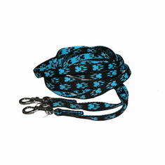 Palkar Vodítko přepínací z popruhu pro psy 250 cm x 10 mm světle-modrá s tlapkami