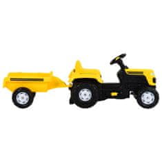 Greatstore Dětský šlapací traktor s přívěsem žlutý