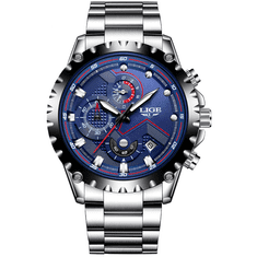Lige Elegantní pánské hodinky Stříbrná/Modrá s dárkem ZDARMA - Model Nechte se okouzlit kvalitou!