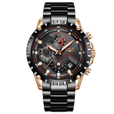 Lige Elegantní pánské hodinky s dárkem - luxusní model zlatá/černá 9821-2/V