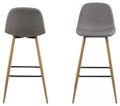 Design Scandinavia Barové židle Wilma (SET 2ks), tkanina, světle šedá