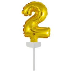 Amscan Fóliový balónek zlatý mini - zápich do dortu číslo 2 
