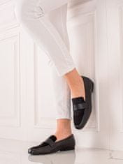 Amiatex Luxusní černé dámské polobotky na plochém podpatku + Ponožky Gatta Calzino Strech, černé, 37