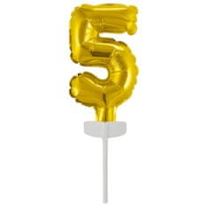 Amscan Fóliový balónek zlatý mini - zápich do dortu číslo 5 
