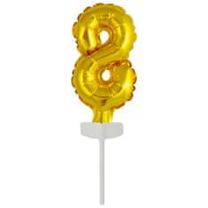 Amscan Fóliový balónek zlatý mini - zápich do dortu číslo 8 