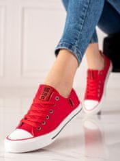 Amiatex Krásné červené tenisky dámské bez podpatku + Ponožky Gatta Calzino Strech, odstíny červené, 37