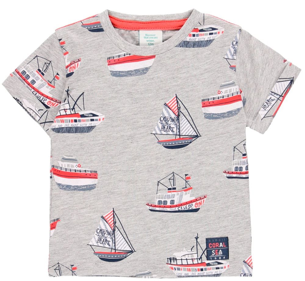 Boboli chlapecké námořnické tričko Coral Sea 304120 šedá 74