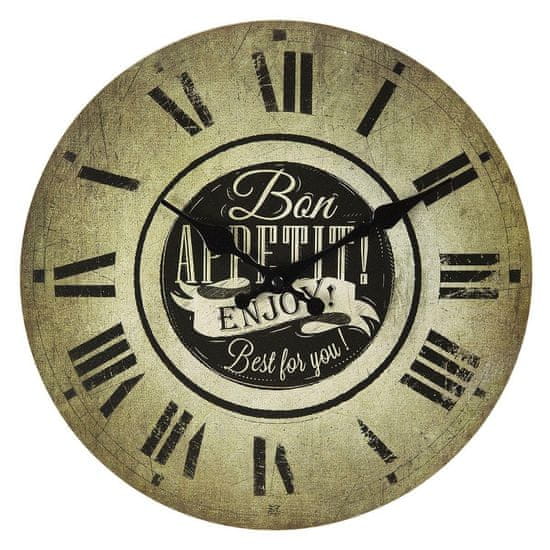 Clayre & Eef Nástěnné dřevěné hodiny Bon Appetit 30 cm