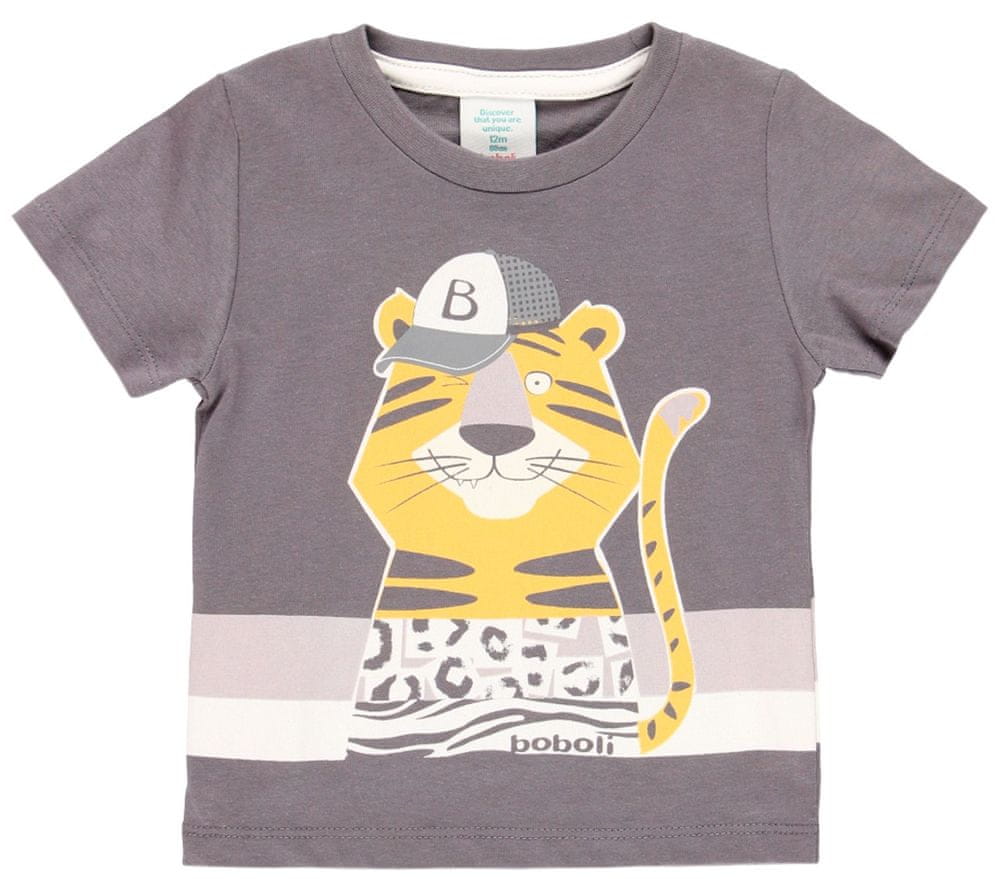 Boboli chlapecké tričko se svíticím tygrem Street Jungle 314020 šedá 92