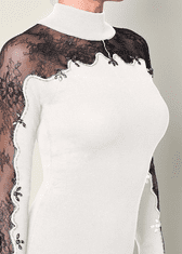 Venus Dámské svetrové šaty s krajkou a kamínky S