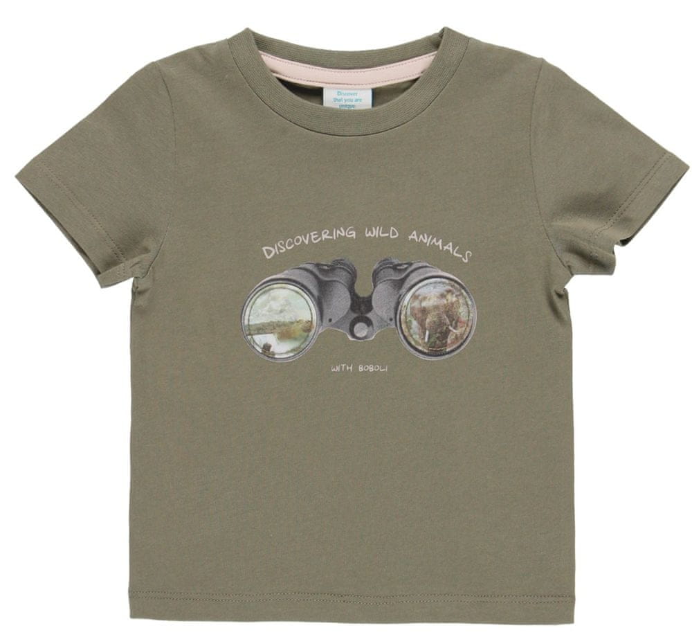 Boboli chlapecké tričko s dalekohledem Born To Be Wild 334033 khaki 92
