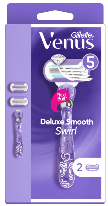 Levně Gillette Venus Deluxe Smooth Swirl Holicí Strojek - 2 Holicí Hlavice