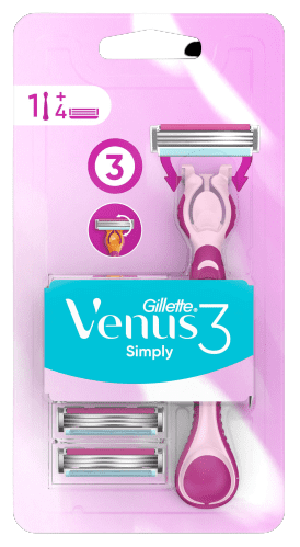 Gillette Simply Venus 3 Rukojeť Holicího Strojku + 4 Hlavice
