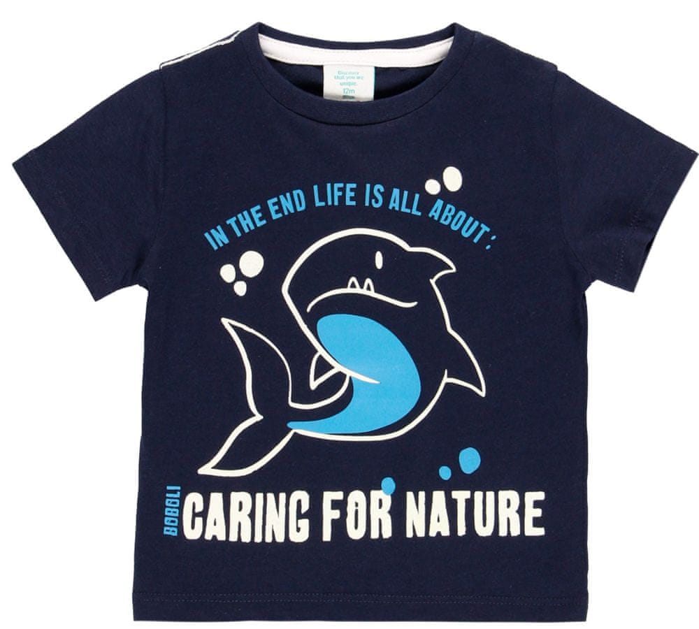 Boboli chlapecké tričko s velrybou Basico 394028 tmavě modrá 86