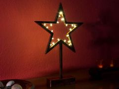 shumee Vánoční dekorace -bronzová hvězda na stojánku, 38 cm, 20 LED