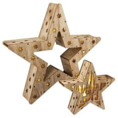 shumee Sada 2 dřevěných vánočních hvězd - 15 LED