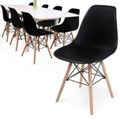 shumee MIADOMODO Sada 8 jídelních židlí s plastovým sedákem, černé