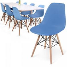 shumee MIADOMODO Sada 8 jídelních židlí s plastovým sedákem, modrá