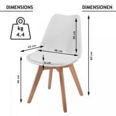 shumee MIADOMODO Sada jídelních židlí, bílá, 8 kusů