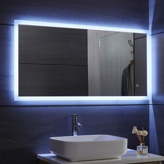 Greatstore Aquamarin Koupelnové zrcadlo s LED osvětlením 35W, 120x60cm