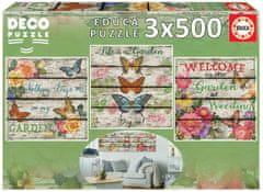 Educa Čtvercové puzzle Venkovská zahrádka 3x500 dílků
