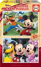 Educa Dřevěné puzzle Mickey a přátelé 2x50 dílků