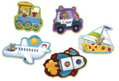 Educa Baby puzzle Zvířátka v dopravních prostředcích 5v1 (3-5 dílků)
