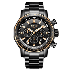Lige Elegantní pánské hodinky černá 9871-3 s dárkem ZDARMA - Stylový doplněk pro muže.