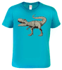 Dětské tričko s dinosaurem - T-Rex Barva: Tyrkysová (44), Velikost: 6 let / 122 cm