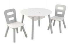 KidKraft Kulatý stůl s úložným prostorem a židličkami - šedý